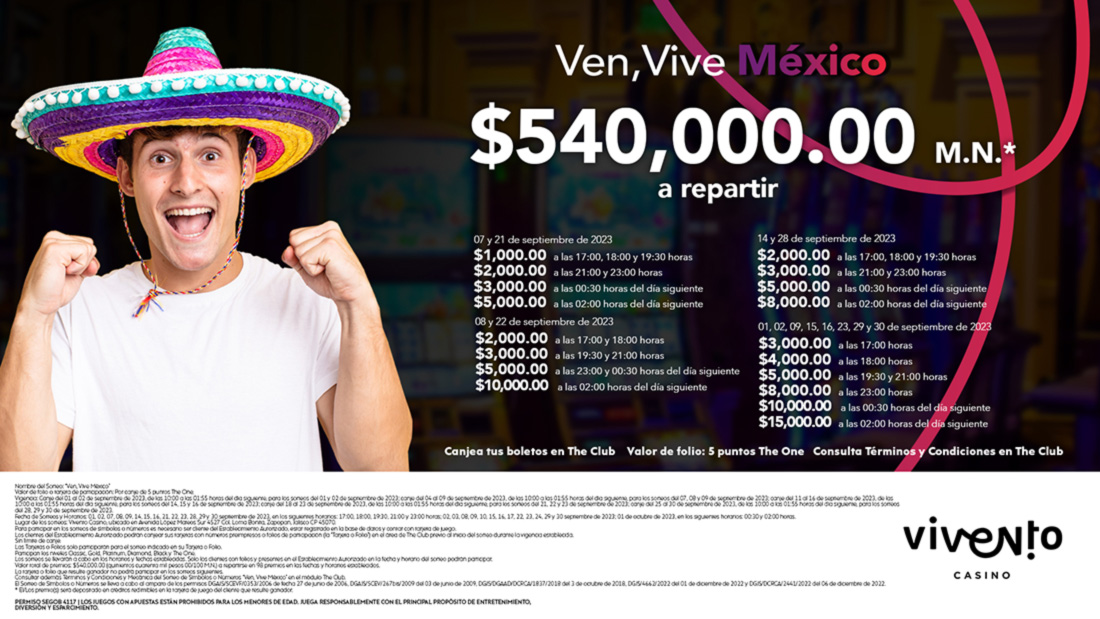 Sorteo Ven, Vive México en Vivento Zapopan Casino